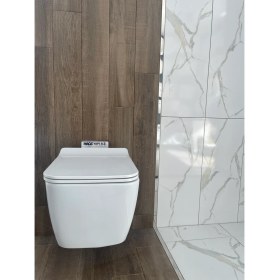 Resim Turkuaz Cerastyle Hera Rimless Asma Klozet +Duroplast Yavaş Kapanır Kapak 