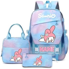 Resim Maxaccess Sanrio 3lü Sırt Çantası Seti Multicolor Blue Fireworks Style Kişiselleştirilebilir My Baskılı Okul Çantası Gençler İçin Hafif Multicolor 