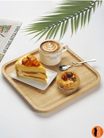Resim 2 Adet Bambu Kare Servis Tabağı, Sunum Seti 25x25 Cm Bambu 