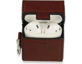 Resim Pileli Store Airpods 2 (2.nesil) Deri Kılıf - Bordo 