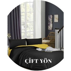 Resim Ely Parker Kolay Ütü 180x200 Çift Kişilik Nevresim Takımı (Sarı Lastikli Çarşaf+Yorgan Kılıfı+Yastık Kılıfı) 180 x 200 Sarı - Siyah 