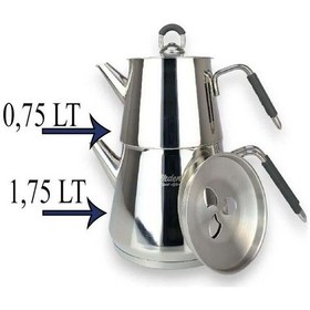 Resim Piramit Orta Silikon Kulplu Çelik Çaydanlık Takımı Siyah 