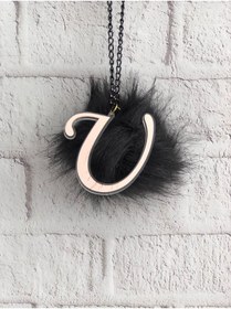 Resim Stoneda Pleksi Araba Ayna Süsü 7cm ''u''harfi Rose Gold Ponponlu(SORU SOR KISMINDAN PONPON RENGİ BELİRTİNİZ) 