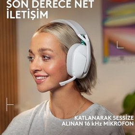 Resim Logitech G G321 LIGHTSPEED Kablosuz Kulak Üstü Oyuncu Kulaklığı, Bluetooth, Hafif 210 gr, Konforlu, 16 kHz Boom Mikrofon, 20 Saat Pil Ömrü, Beyaz 