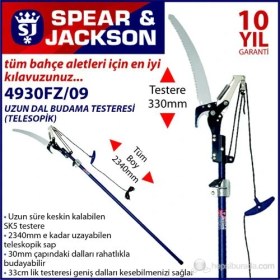Resim Spear And Jackson 4930Fz09 Teleskopik Budama Testeresi Pro 