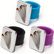 Resim Manyetik İğne Tutucu Bileklik - Dahili Yastıklı, Ergonomik Tasarım Örgü ve El İşleri için Ayarlanabilir Dikiş Aksesuarı - Parlak Pembe/Mavi/Siyah, Dikiş ve El İşleri İçin İğneler, Kompakt Tasarım, Kaliteli İşçilik 