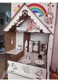 Resim Ahşap Oyun Evi Kelebek Çatılı 