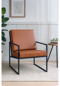 Resim İskandinav Berjer - Modern Tekli Koltuk - Ofis Koltuğu - Taba 