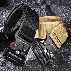 Resim 2'li Erkek Hızlı Açılır Tokalı Kemer - Dayanıklı Naylon, Kotlar, Outdoor Spor ve Günlük Giyim için Ayarlanabilir Kayış, Siyah & Bej, Erkekler için Mükemmel Hediye, Günlük Giyim Kemeri | Sportif Kemer Tasarımı | Dayanıklı Kemer Malzemesi, Kotlar için Kemer 