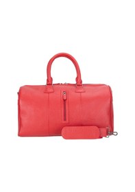 Resim Bloominbag Bloomvoyager Roma Rouge Hakiki Deri Duffle Unisex Seyahat & Hafta Sonu Çantası Kırmızı 