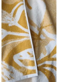 Resim Yaprak Desen İpliği Boyalı Hardal Banyo Havlusu -yüksek Su Emici, Yumuşak, 90x150cm-%100 Pamuk Hardal Hardal 