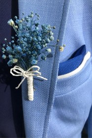 Resim Limelia Mavi Cipsolu Yaka Çiçeği Damat ve Sağdıç yaka Çiçeği 10 Adet 