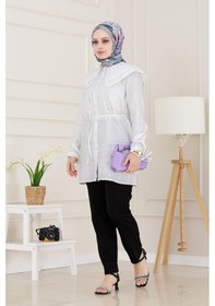 Resim Sevitli Çift Yaka Dantelli Tunik-beyaz-4984 Beyaz 