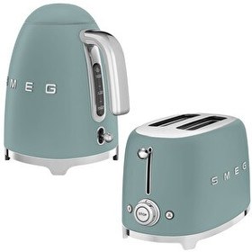 Resim Smeg KLF03EGMEU 50's Style Special Edition Mat Zümrüt Yeşil Kettle ve TSF01EGMEU 1x2 Ekmek Kızartma Makinesi Seti 