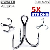 Resim SONGTAI Üç Kanca 6018 Yüksek Mukavemetli Beş Kat Güçlendirilmiş Kalınlaştırılmış Keskin Paslanmaz Dikenli Üç Pençe Kanca Yem 10 Adet/Kutu 