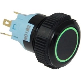 Resim Swion 19mm Led'li Plastik Buton Kalıcılı Siyah Mavi Led 