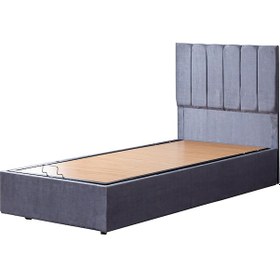 Resim Cesur İkili Set, Cesur Tek Kişilik Baza Başlık Seti Açık Gri 90 x 190 