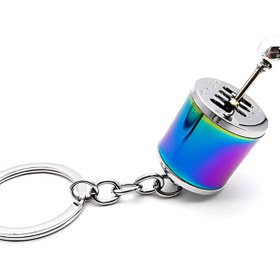 Resim ŞEN AKSESUAR Renkli Hareketli Araba Manuel Vites Anahtarlık Altı Hız Dişli Shifter Topuzu Metal Anahtarlık 