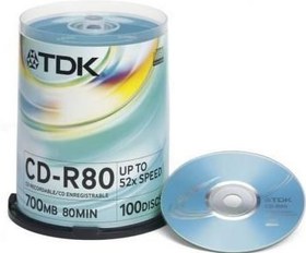 Resim TDK CD-R 700MB 52X 100 Cakebox 