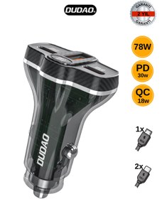 Resim DUDAO DUAO R78 78W 2 Tane USB-C ve USB-A Çıkışlı Araç Şarj Aleti (PD 30W, QC 18W) 