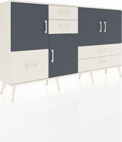 Resim Arges Konsol 4 Raflı 5 Çekmeceli 4 Kapaklı 176x30x99 Aytaşı-antrasit/aytaşı Antrasıt/aytası - Aytası 