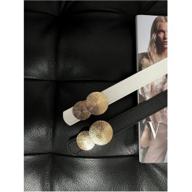 Resim Fiori 2'li Yuvarlak Gold Toka Kadın Kemeri, Pantolon Kemeri, Ceket Kemeri, Elbise Kemeri, Gömlek Kemeri 