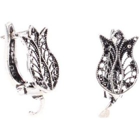 Resim 925 Ayar Telkari Lale Modeli Arkadan Kıskaçlı Küpe 