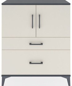 Resim Arges Şifonyer 2 Raflı 2 Çekmeceli 2 Kapaklı 88x30x106 Antrasit-aytaşı Antrasit 