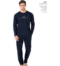 Resim Pierre Cardin 6101 Erkek Uzun Kollu Bisiklet Yaka Pijama Takımı-lacivert-lacivert-s Çok Renkli 