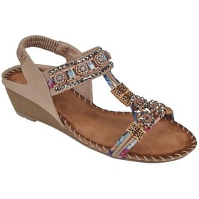 Resim Guja Dolgu Taban Taşlı Kadın Sandalet Gj-15130 Bej-bej Bej 