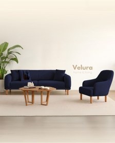 Resim Velura Home & Living Lara Koltuk Takımı & Oturma Grubu - Lacivert (3+1) 