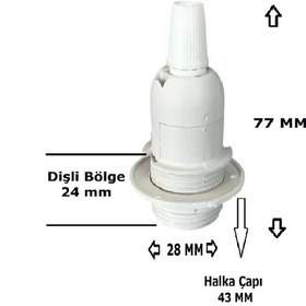 Resim 4 Metre Arapuarlı Aç Kapat Anahtar Fişli Abajur Lambader Duyu Seyyar E14 2x0,50 Beyaz 