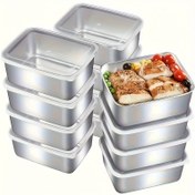Resim 24 Parça Paslanmaz Çelik Gıda Saklama Kabı Seti, Kapaklı ve Üst Üste Konulabilir, Hava Geçirmez Mühürler, 12 Kaba + 12 Kapak Kamp, Piknik, Barbekü, Ev ve Okul İçin Uygun 