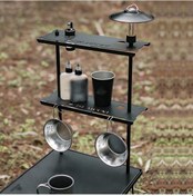 Resim Geeroyoo Ise Mount Taşınabilir Çok Amaçlı Kamp Masası Rafı, Sökülebilir Tepsi, Izgara Askısı, Siyah Çok Renkli 