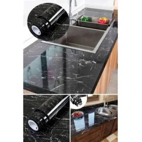 Resim BRC Desing Siyah Mermer Desenli Yapışkanlı Kaplama Kağıdı 5 Metre 