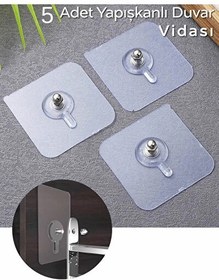 Resim Mithra Life 5 Adet Şeffaf Yapışkanlı Duvar Tablo Çerçeve Vida Çivisi Askısı MIT1195 