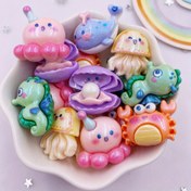 Resim 12 Adet Fantastik Deniz Canlıları Reçine Süsler - Renkli Denizanası, Yengeç, Kabuk, Denizatı, Ahtapot, Balina - Scrapbooking, DIY El İşleri & Dekoratif Aksesuarlar için Parlak Karikatür Tarzı Figürler, Okyanus Hayvan Oyuncakları 