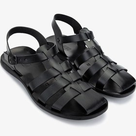 Resim Valmenti Erkek Hakiki Deri Siyah Düz Sandalet 1152 019 Erk Sndlt Y25 Nero Siyah 