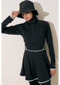 Resim Manuka Biye Detaylı Tesettür Elbise Siyah Siyah 