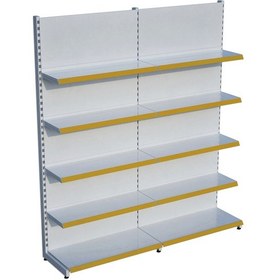 Resim Beyaz Metal 5 Katlı 2'li Birleşik Katlı Market Raf Sistemi Market Rafı G180cm Yükseklik H220 Cm Turuncu 