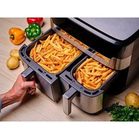 Resim TEFAL Çift Hazneli Easy Fry & Grill Dual Yağsız 8.3 Litre Fritöz ve Tefal 1500W Cam Hazneli robot 