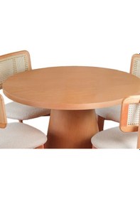 Resim Pissa Natural Ahşap Yemek Masası 100x100 Natural Ayak - Natural Üst 