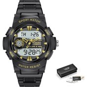 Resim Hanyang Altın Siyah Lıge Moda Lüks Erkek Izle Dijital Çift Ekran Su Geçirmez Adam Izle Erkekler Için LED Işıklı Spor Saat Izle Relogio Masculino (Yurt Dışından) 