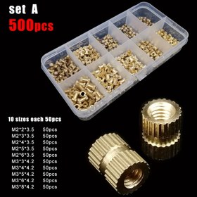 Resim Pirinç Somun Ek Parçaları Seti - 500/750/1400 Adet - Başparmak Sürücü, Düz Kaplama, Tam Diş Kapsamı, Sağ El Dişi, M2 M2.5 M3 M4 Boyutları, Ham Yüzey, Pirinç Malzeme 