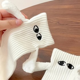Resim 2 Çift/4 Çift Manyetik Çift Çoraplar - Eller Tutuşan Tasarım, Kadınlar için Uygun Ayak Bileği Uzunluğunda Çiftli Çoraplar, Yıldönümü & Sevgililer Günü İçin Sevimli Hediye, Şirin Çoraplar, Eğlenceli Hediye, Yumuşak Kumaş 