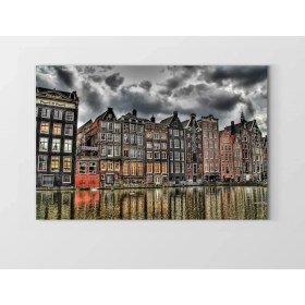 Resim Deniz Çerçeve Amsterdam ve Amstel Irmağı Tablosu-Çerçevesiz - 100 x 200 cm 