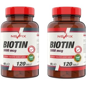Resim Nevfix Biotin 5000 Mcg 120 Tablet X 2 Kutu 240 Tablet 