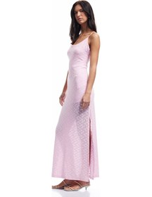 Resim Koton Slim Fit Astarlı Yırtmaç Detaylı İnce Askılı Dantel Elbise Pembe 5sak80061pk Gül 