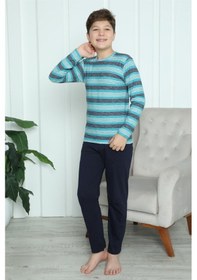 Resim Akbeniz Erkek Çocuk Penye Pijama Takım 20413 Turkuaz 
