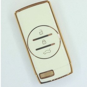 Resim Lüx Chery Tiggo 7 Pro Smart Uyumlu Nano Anahtar Kılıfı Beyaz - Gold Altın 